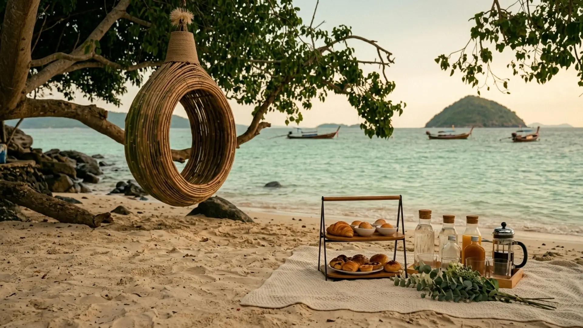A private sunset picnic on a quiet Phuket beach